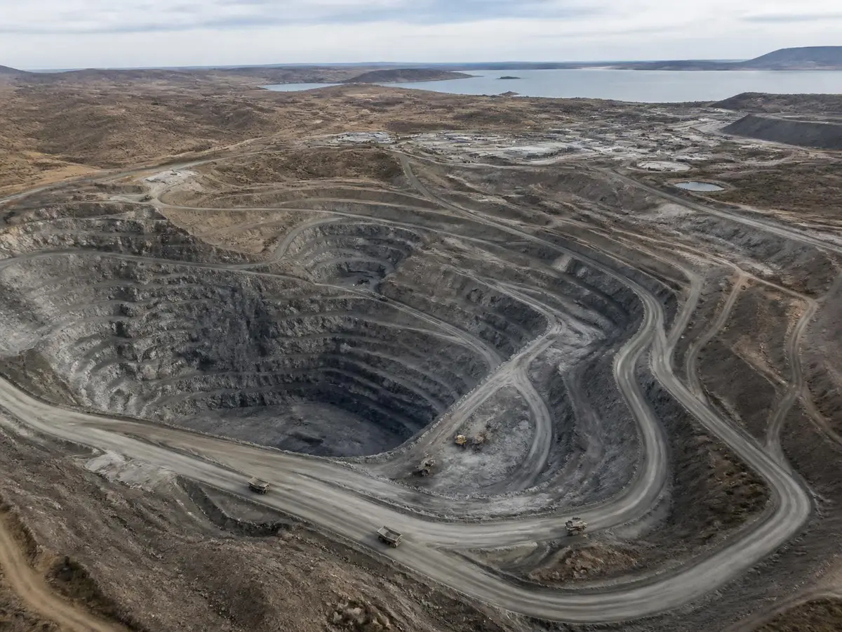Aerial view of gold mine terraces